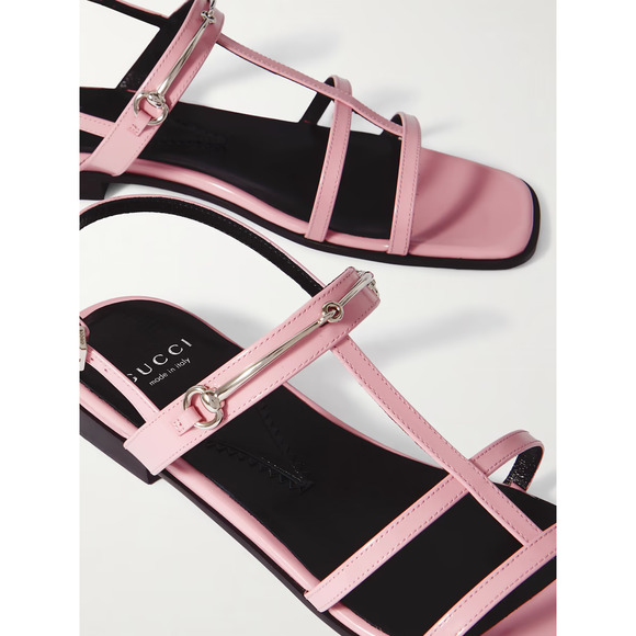 Gucci Divine 37/ US 7 Sandals Dolly Pink Leather Horsebit Slingback Strap NIB - Picture 5 of 13
